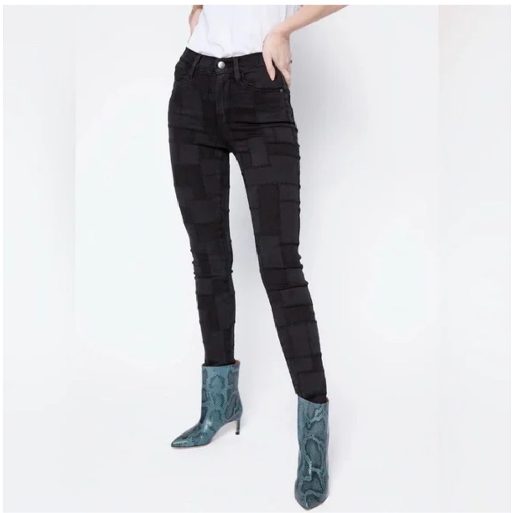 Frame Denim Black Patterned Skinny Jeans
